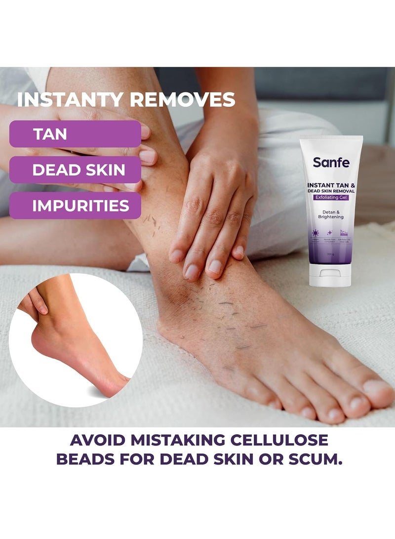 Sanfe Instant Tan Removal Dead Skin Exfoliating Gel AHA Smooth Bright Skin 100g - Image 2
