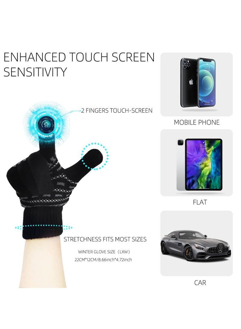 CMGTYYD Winter Beanie Hat Scarf Touchscreen Gloves Set, Knit Thick Fleece Lined Warm Touchscreen Gloves Beanie Scarf Set for Men and Women(navy blue)  - Image 4