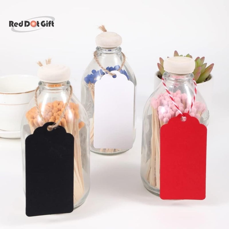 ريد دوت جيفت علامات هدايا REDDOTGIFT، 100 قطعة من علامات ورق الكرافت مع 10 أمتار من خيوط الجوت الطبيعية، علامات حرفية وملصقات وعلامات هدايا لحفلات الزفاف وعيد الميلاد وعيد الشكر... (4.5x9 سم، مزيج من 5 ألوان) - Image 3