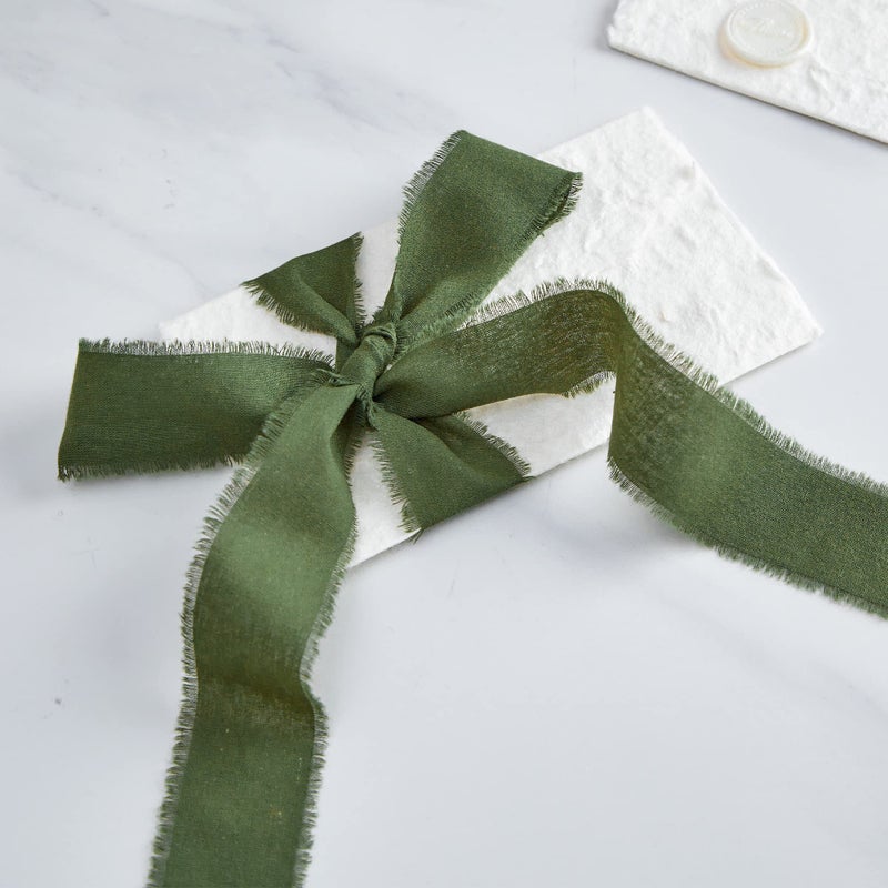 Keypan Green Ribbon 1-1/2 x 15 Yards Handmade Cotton Frayed Fringe Fabric Ribbons for Crafts Flower Bouquets Wedding Baby Shower Home DIY Decor - Image 4
