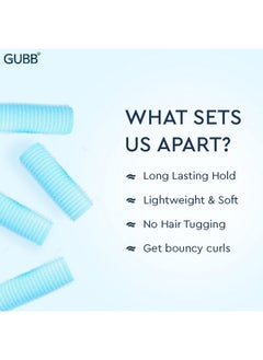 GUBB Hair Rollers For Hair Curling | Self Grip Holding Rollers | Rollers For Hair - Hair Rollers For Small Hair | Hair Rollers With Clips| 6 Large Small Curlers - Blue  - Image 4