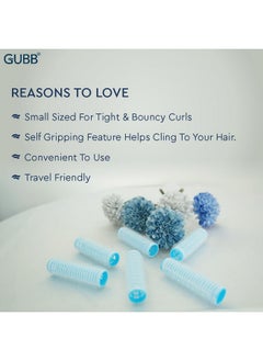GUBB Hair Rollers For Hair Curling | Self Grip Holding Rollers | Rollers For Hair - Hair Rollers For Small Hair | Hair Rollers With Clips| 6 Large Small Curlers - Blue  - Image 3