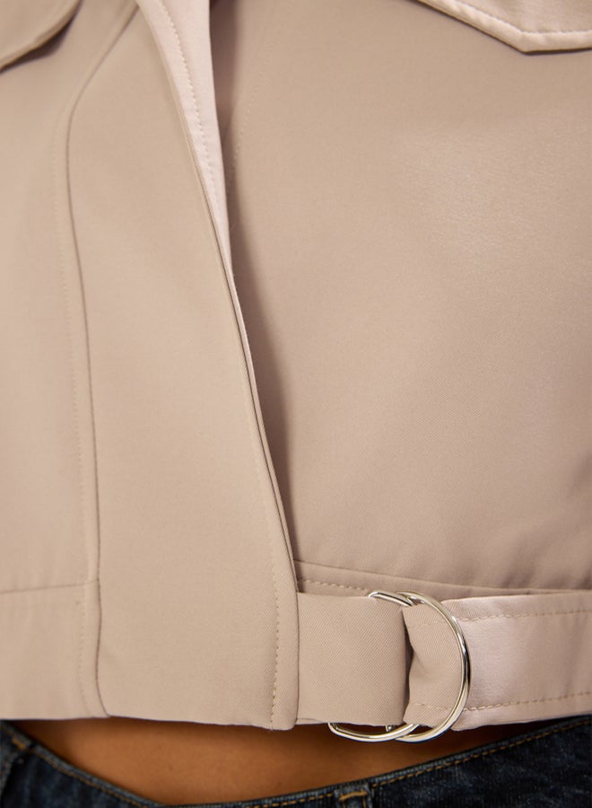 trendyol Stone Regular Belt Detailed Thin Jacket Coat - Image 4