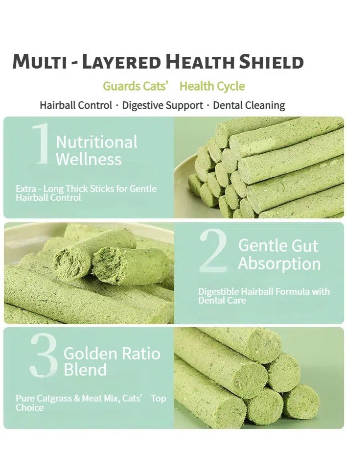  أورا سيليكت 12 قطعة أعواد عشب للقطط لتنظيف أسنان القطط في الأماكن المغلقة آمنة، لعبة مضغ القطط لجميع السلالات - Image 2