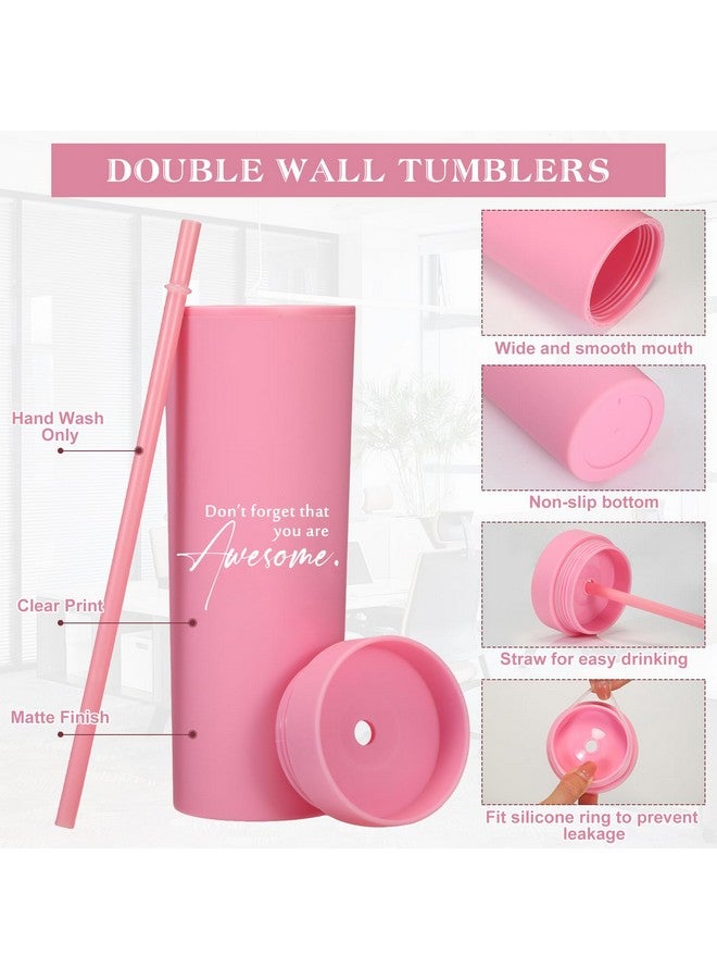 Rtteri 10 Pcs Thank You Cups Employee Appreciation Gifts 16oz Skinny Tumblers with Lids and Straws Plastic Tumblers for Social Worker Secretaries Teacher Staff(Colorful,Appreciation) - Image 3