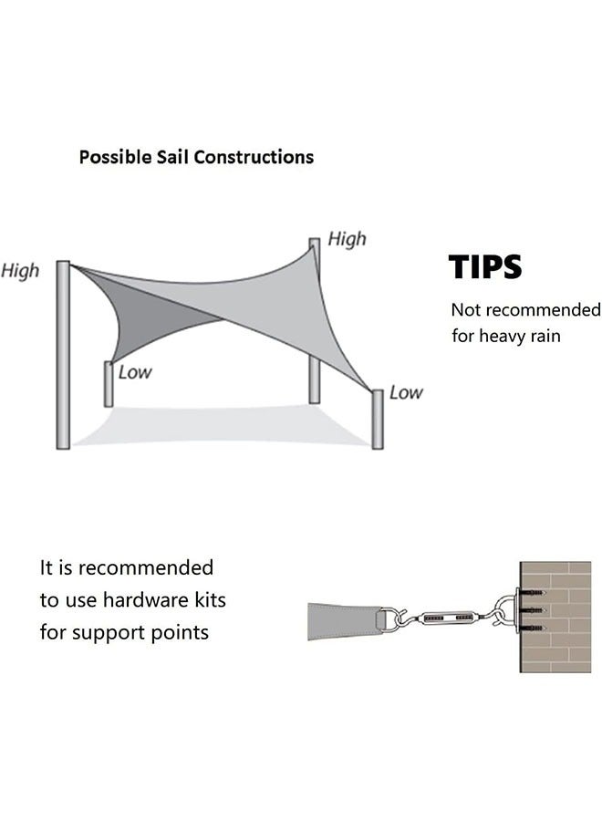 Arabest Sun Shade Sail, 12'X16' Curved Edge Outdoor Shade Canopy Light Grey, Sun Sail Rectangular, Sail Shade PES UV Protection, Sun Sail Weatherproof, for Garden Outdoor Terrace Balcony Grey - Image 4