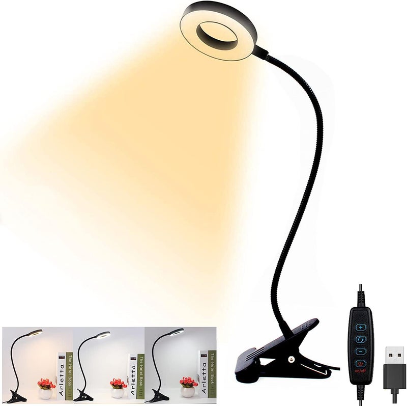 Ayvicco 48 LED USB Desk Lamp with Clamp 3 Color 10 Dimming Levels, Clip Light Eye Protection Reading Lights, USB Laptop Light for Zoom Meetings, Computer Webcam, Video Conference - Image 1