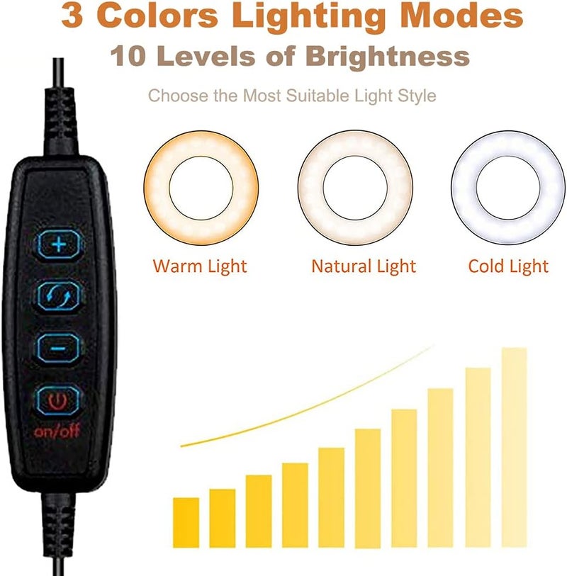Ayvicco 48 LED USB Desk Lamp with Clamp 3 Color 10 Dimming Levels, Clip Light Eye Protection Reading Lights, USB Laptop Light for Zoom Meetings, Computer Webcam, Video Conference - Image 4