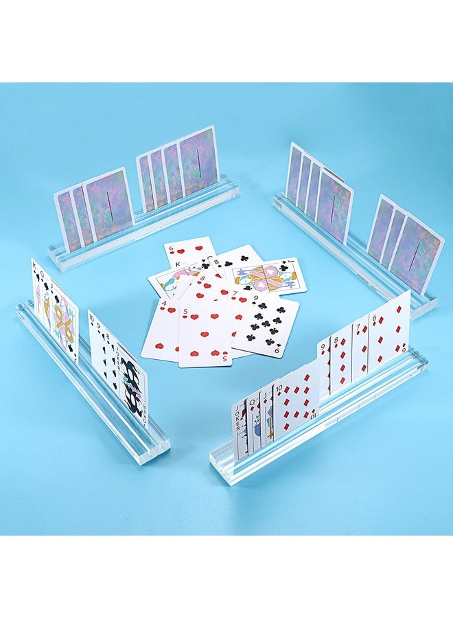 OwnMy مجموعة OwnMy من 4 حوامل بطاقات أكريليك مع أخاديد مزدوجة، حوامل بطاقات لعب شفافة مع 2 فتحة، منظم أكريليك لبطاقات الألعاب لذوي الاحتياجات الخاصة - Image 2
