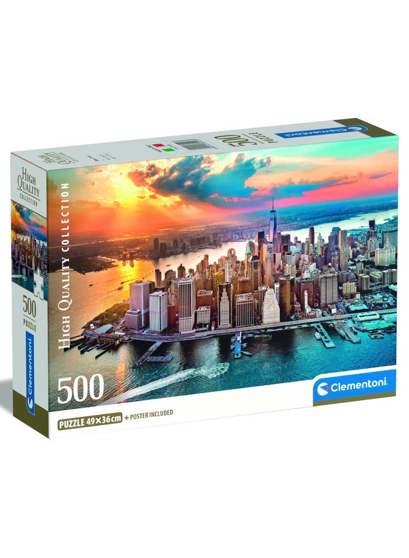 Clementoni Puzzle HQC New York+Poster 500 Pieces | Jigsaw Puzzle | Puzzle for Adults | Challenging Puzzle | Perfect for Stress Reliever and Puzzle Lovers | Made in Italy - Image 1