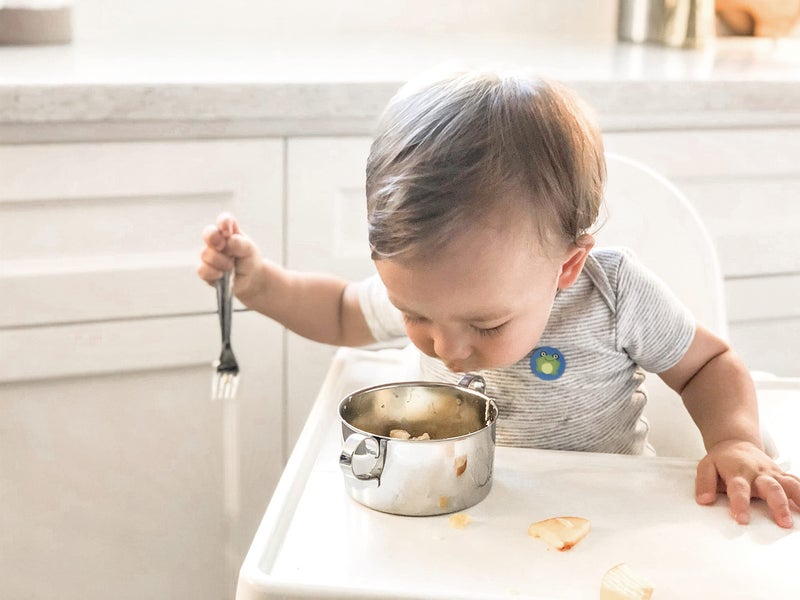 Kiddobloom Children's Premium Stainless Steel Dinnerware Set | 1 Bowl with Handles, 1 Cup with Handle & 1 Divided Plate | Adorable Frog Design | Perfect for Babies, Toddlers & Kids | by Kiddobloom - Image 2