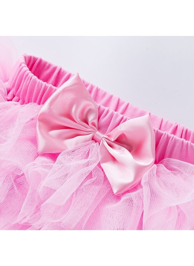 We Happy - 4 Pieces Baby Girl Birthday Costume Newborn Princess Theme 1st Birthday ONE Printed Party Wear with Tutu Skirt, Cake Topper and Floral Headband - Image 1