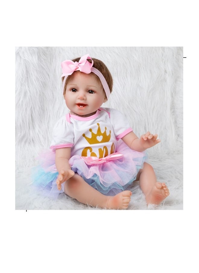We Happy - 4 Pieces Baby Girl Birthday Costume Newborn Princess Theme 1st Birthday ONE Printed Party Wear with Tutu Skirt, Cake Topper and Floral Headband - Image 1