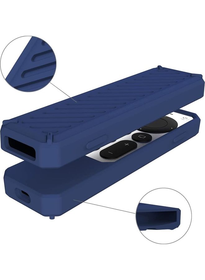 اليشمك غطاء حماية من السيليكون مضاد للانزلاق والصدمات لتلفزيون أبل تي في بدقة 4K وجهاز تحكم سيري 2021 أزرق - Image 4