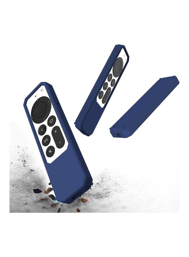 اليشمك غطاء حماية من السيليكون مضاد للانزلاق والصدمات لتلفزيون أبل تي في بدقة 4K وجهاز تحكم سيري 2021 أزرق - Image 3