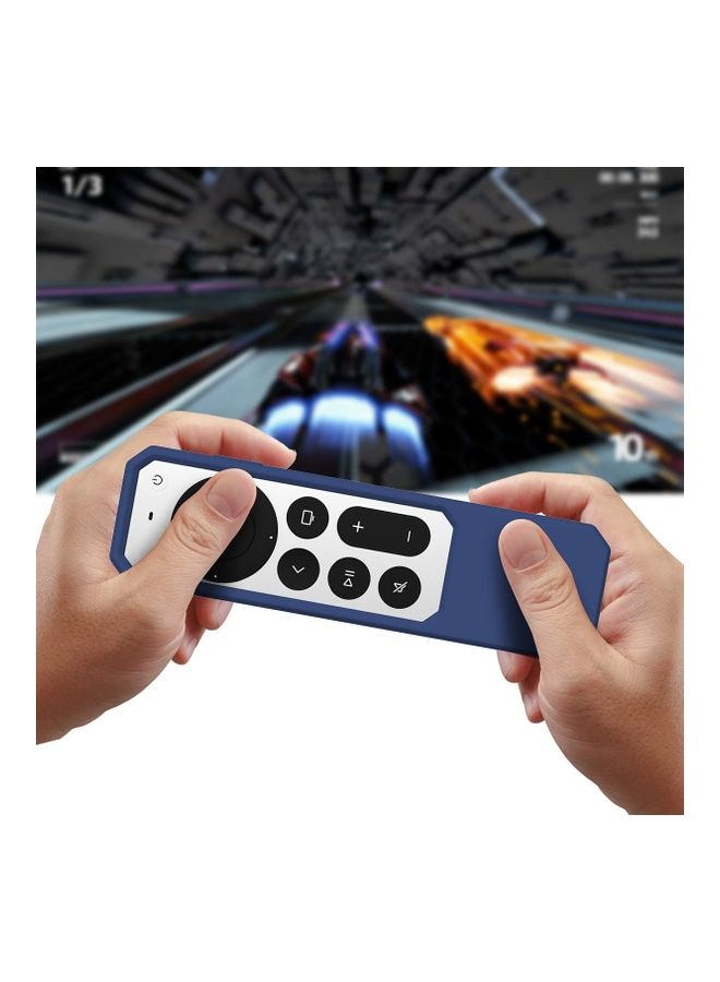 اليشمك غطاء حماية من السيليكون مضاد للانزلاق والصدمات لتلفزيون أبل تي في بدقة 4K وجهاز تحكم سيري 2021 أزرق - Image 2