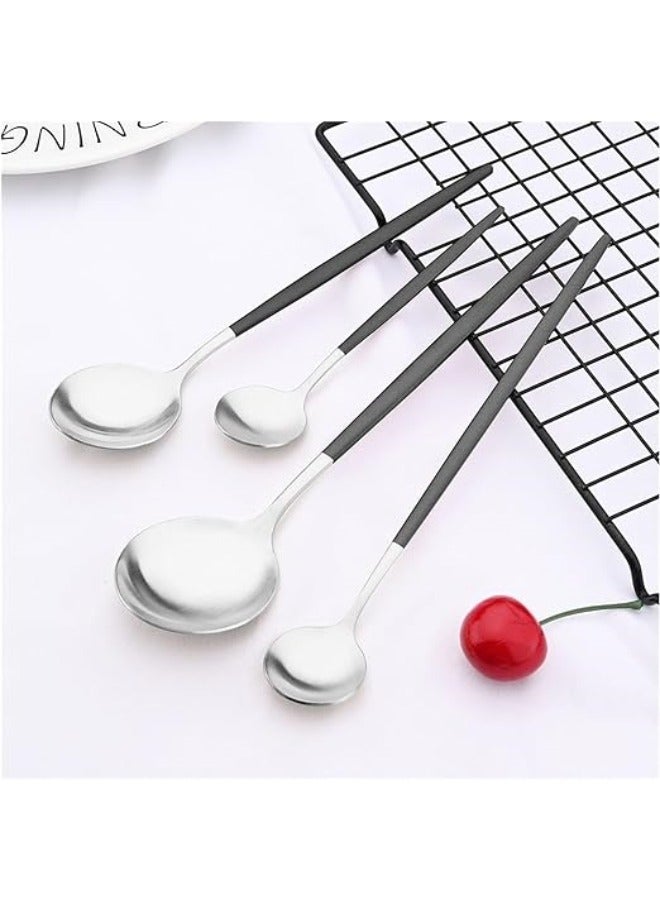 4pcs Stainless Steel Flatware Silverware Stainless Steel Flatware Silverware Travel Cutlery Tableware Include Knife & Fork & Spoon Utensils for Kitchens, Dishwasher Safe - Image 5