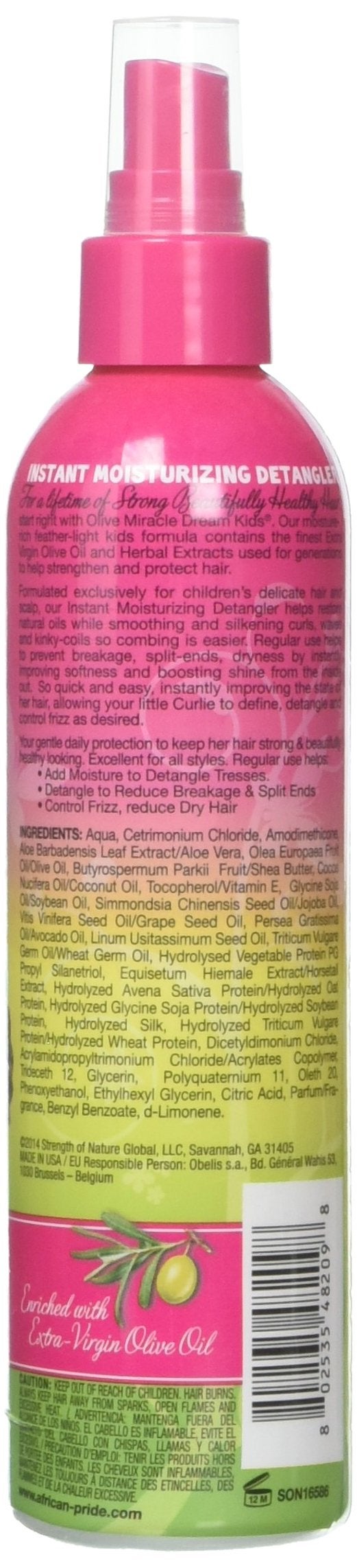 African Pride Dream Kids Olive Miracle Instant Moisture Detangler, Restores Natural Coils & Curls, Adds Moisture & Controls Frizz, 8 Oz - Image 2