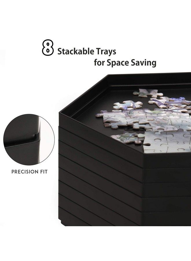 Becko US Becko Stackable Puzzle Sorting Trays Jigsaw Puzzle Sorters With Lid Puzzle Accessory For Puzzles Up To 1500 Pieces 8 Hexagonal Trays (Black) - Image 4