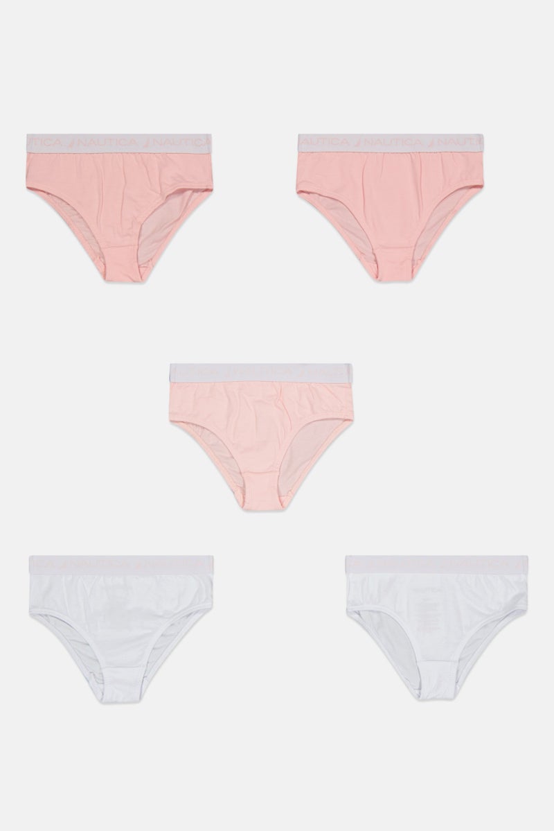 NAUTICA Kids Girl 5 Pack Brand Logo Briefs, Multicolor - Image 3