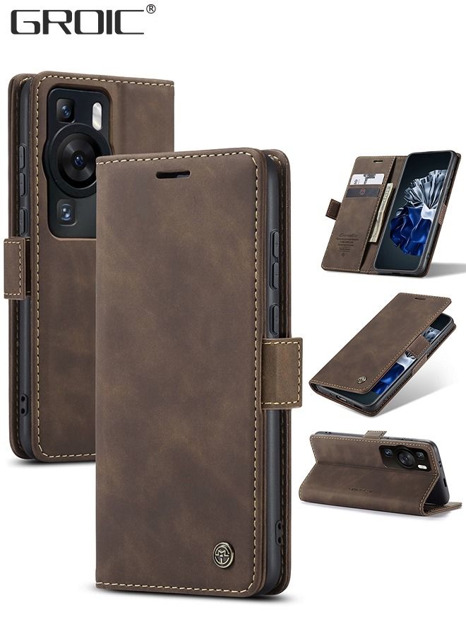 GROIC For Huawei P60pro/ Huawei P60 Case, Luxury Leather Wallet Cover, Leather Wallet Case Classic Design with Card Slot and Magnetic Flip Flip Folding Case 6.67''  - Image 1