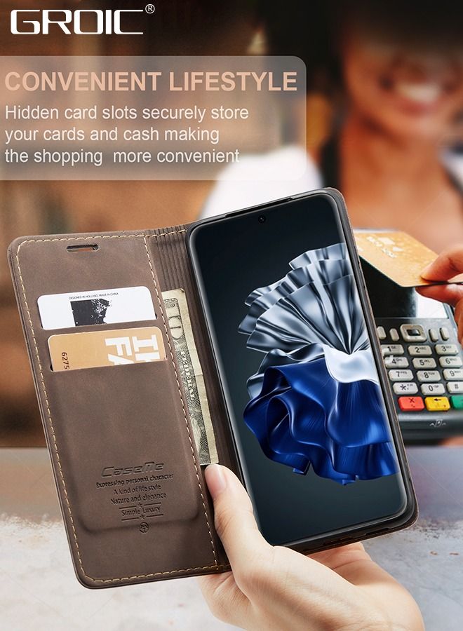 GROIC For Huawei P60pro/ Huawei P60 Case, Luxury Leather Wallet Cover, Leather Wallet Case Classic Design with Card Slot and Magnetic Flip Flip Folding Case 6.67''  - Image 4