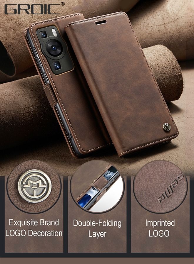 GROIC For Huawei P60pro/ Huawei P60 Case, Luxury Leather Wallet Cover, Leather Wallet Case Classic Design with Card Slot and Magnetic Flip Flip Folding Case 6.67''  - Image 3