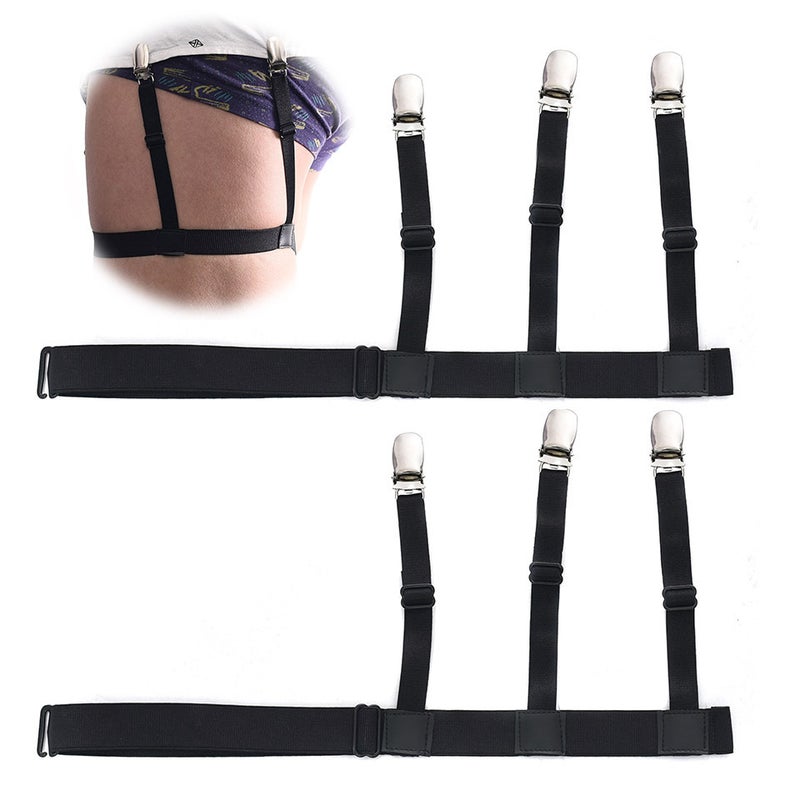 Mens Anti-Wrinkle Shirt Garters Nylon Wallet Clip  - Image 4