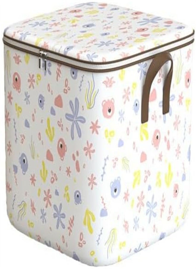 KASTWAVE 100L Large Storage Chest, Clothes Organizer Box Foldable Blanket Quilt Zipper Storage Bags with Handle, Moving Luggage Bags, Large Capacity Thick Fabric Storage Boxes for Toys, Clothing Storage Boxes  - Image 3