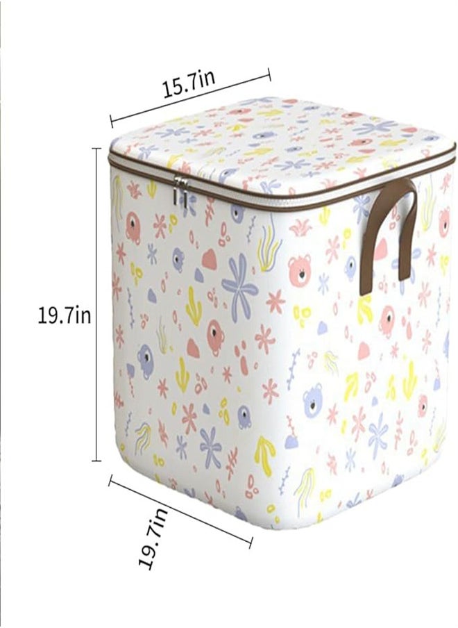 KASTWAVE 100L Large Storage Chest, Clothes Organizer Box Foldable Blanket Quilt Zipper Storage Bags with Handle, Moving Luggage Bags, Large Capacity Thick Fabric Storage Boxes for Toys, Clothing Storage Boxes  - Image 2