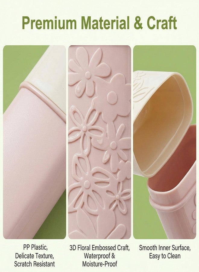 Natuworld Portable Travel Toothbrush Case, Plastic Toothbrush Holder, Toothpaste Storage Container for Travel Business Trip Camping (Pink) - Image 3