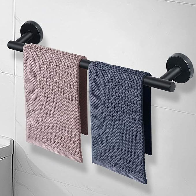 LUXIUR Towel Rod for Bathroom, 304 Grade Stainless Steel Towel Holder for Wash Basin, Towel Bar for Kitchen, Matte Black - Image 1