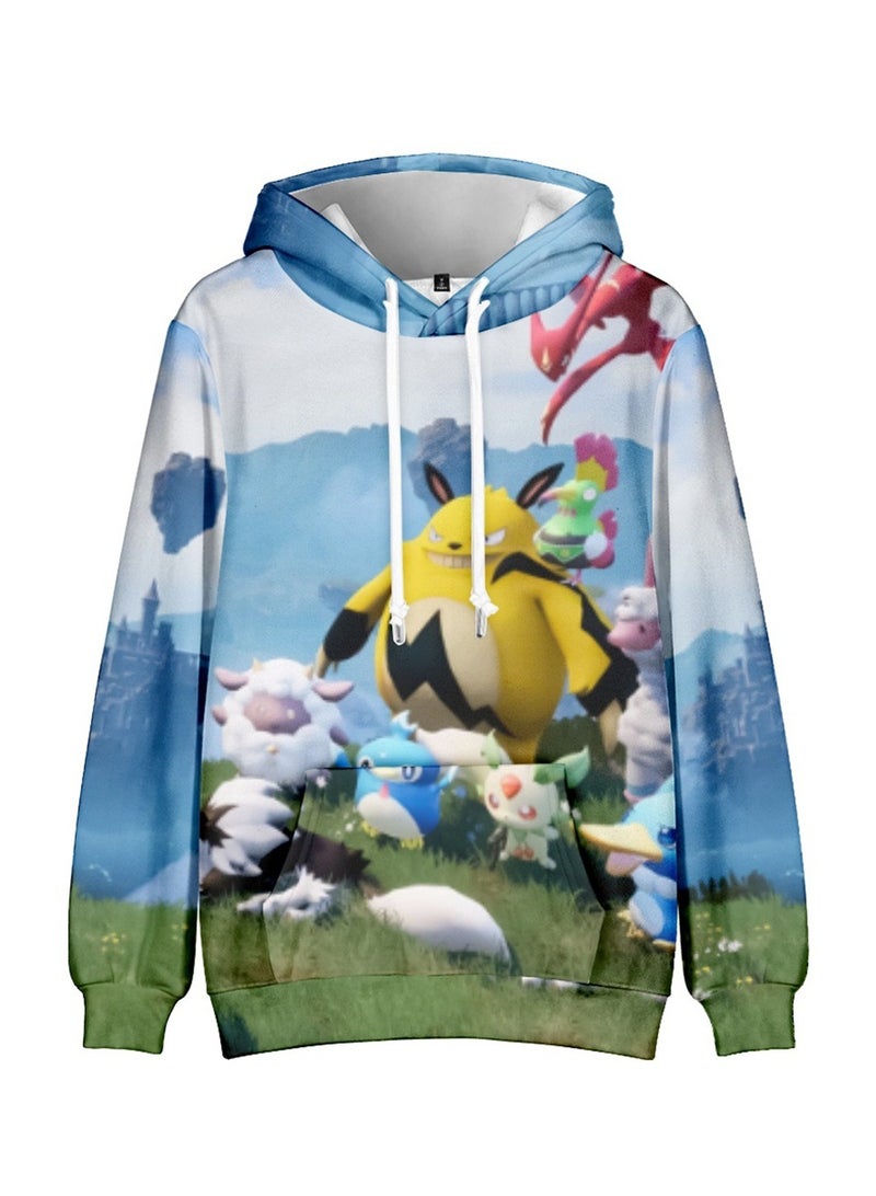 Palworld Phantom Beast Palu Animation Printed Hooded Sweatshirt for Adults and Children - Image 1
