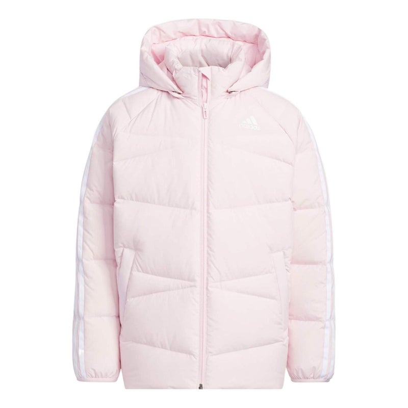 Adidas (GS) adidas 3-Stripes Hooded Down Jacket Asia Sizing 'Pink' - Image 1