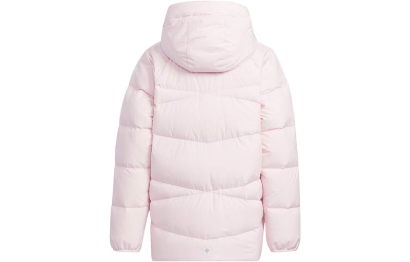 Adidas (GS) adidas 3-Stripes Hooded Down Jacket Asia Sizing 'Pink' - Image 2