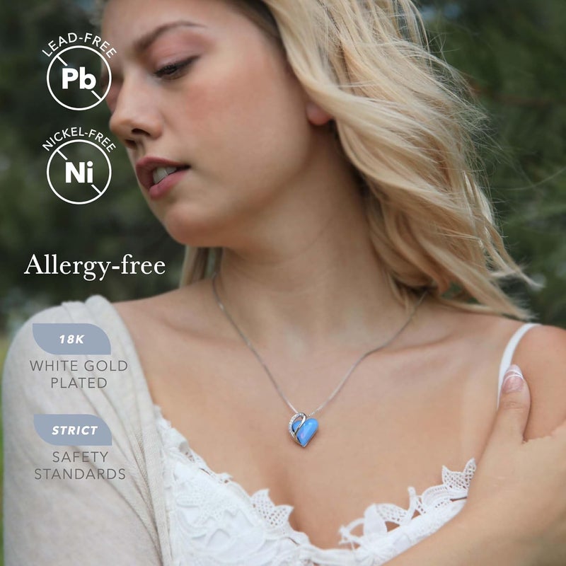 Leafael Valentine's Day Gift Necklaces for Women, Infinity Love Birthstone Heart Crystal Pendant, Birthday Anniversary Jewelry for Wife, Mom, and Her, Silver Plated, 18" + 2" Adjustable Chain - Image 2