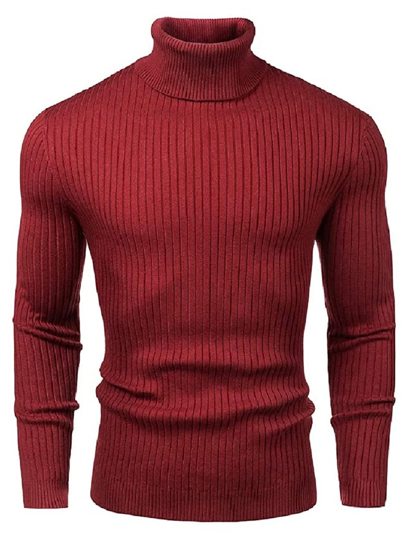 NORTHWIND Men's High Turtle Neck Cotton Slim Fit T-Shirt (NW-Broad-Rib_Maroon_S) - Image 1