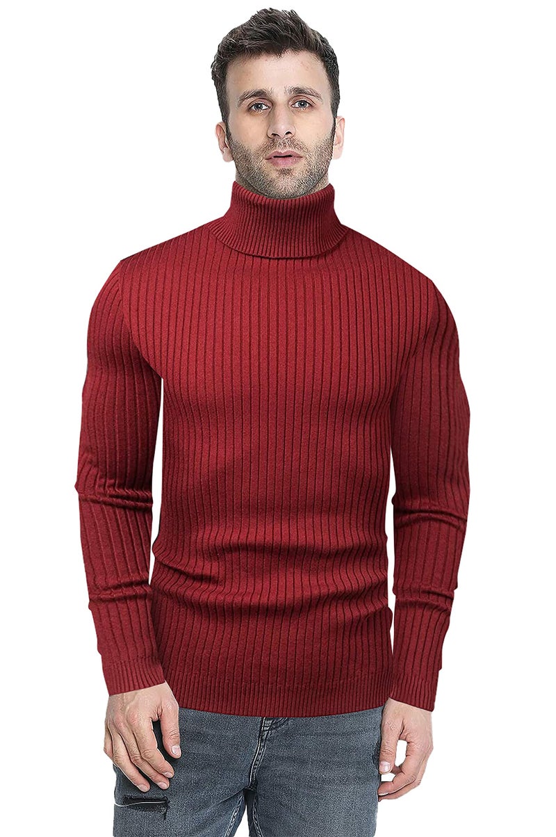 NORTHWIND Men's High Turtle Neck Cotton Slim Fit T-Shirt (NW-Broad-Rib_Maroon_S) - Image 4