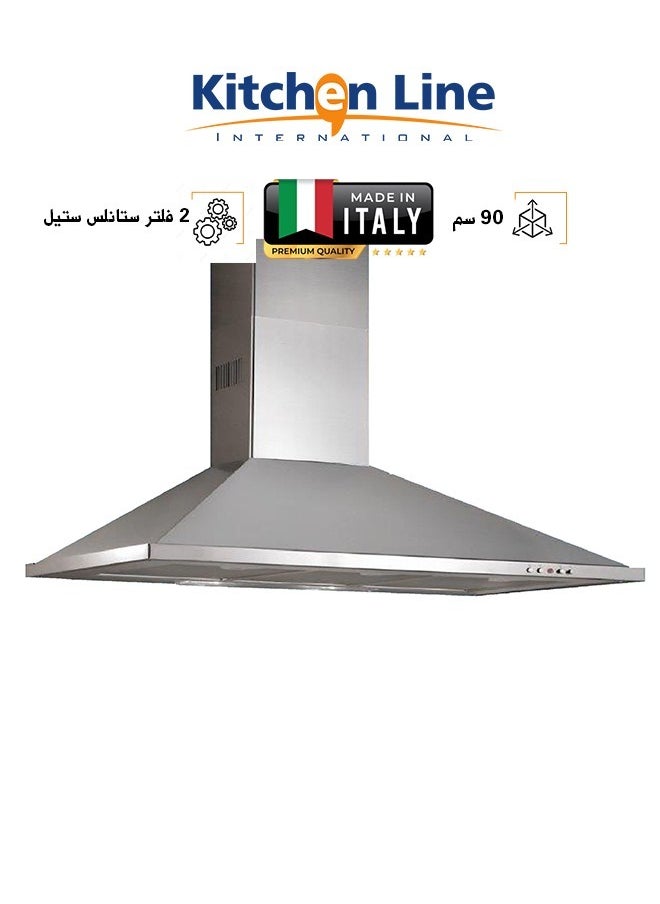 kitchen Line Hood 90 cm - stainless steel - Italian - C593  - Image 1