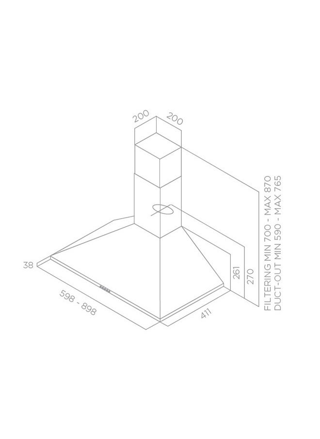 kitchen Line Hood 90 cm - stainless steel - Italian - C593  - Image 4