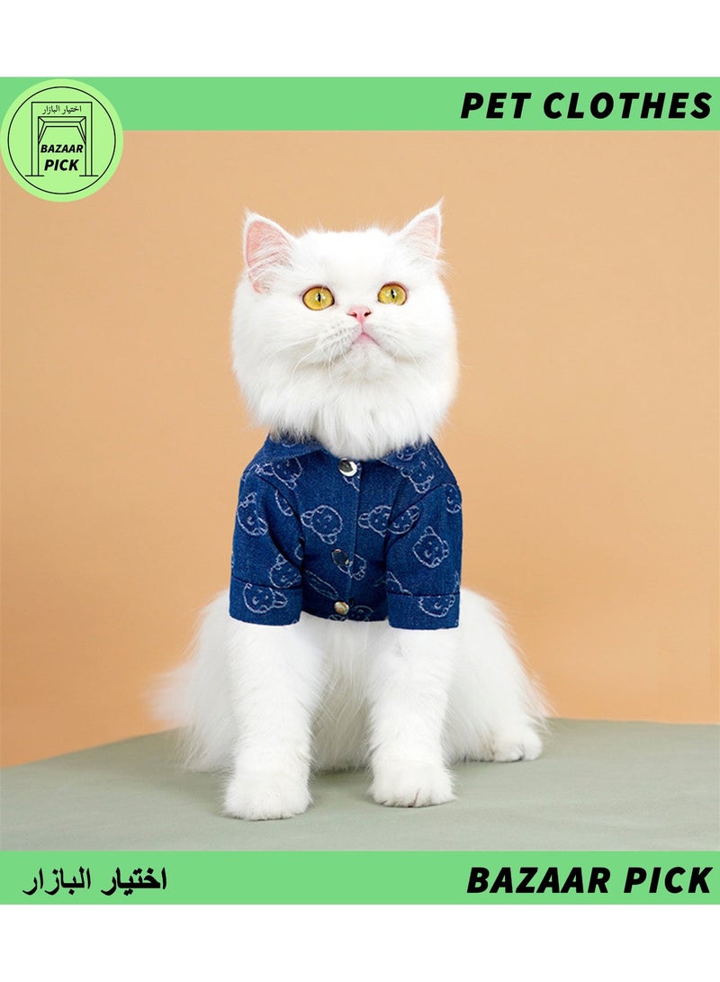 جاكيت دنيم كلاسيكي للحيوانات الأليفة بلون أزرق داكن - فيست جينز بنمط فينتج للكلاب والقطط، ملابس عصرية للتنزه في الهواء الطلق - مقاس XL - Image 2