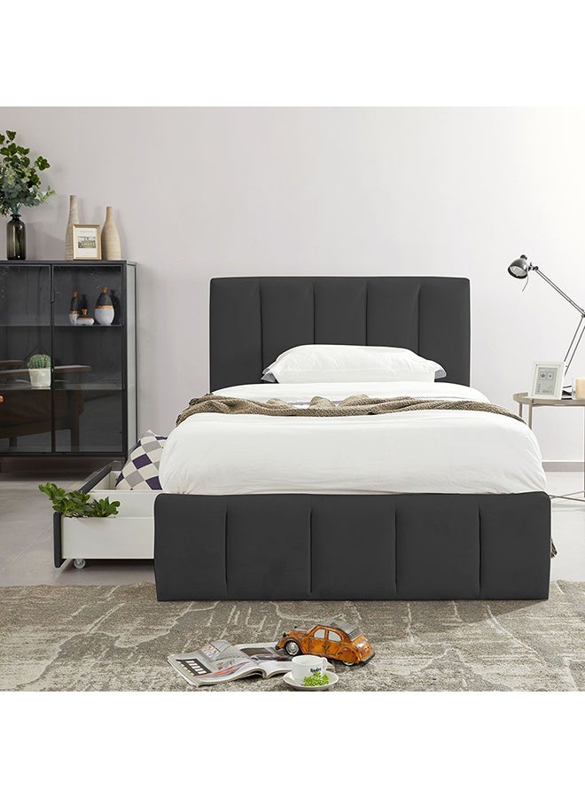 DANUBE HOME سرير فردي من Danube Home Vista Teen مع أدراج بتصميم عصري متين، إطار سرير فردي خشبي، طول 220 × عرض 131 × ارتفاع 111 سم، أسود - Image 1