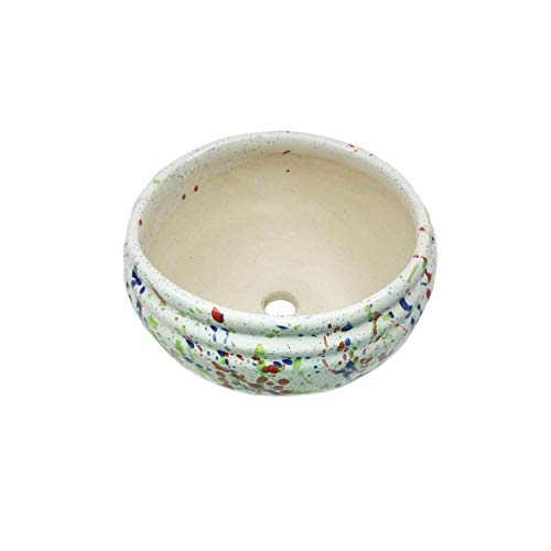 Lasaki Bowl Small Multi Ceramic Pot Planter with Drain Holes | Decorative Balcony, Home & Office Succulent Gamla (D-15 X H-8 Cm) (Plants Not Included) - Image 3