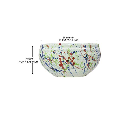 Lasaki Bowl Small Multi Ceramic Pot Planter with Drain Holes | Decorative Balcony, Home & Office Succulent Gamla (D-15 X H-8 Cm) (Plants Not Included) - Image 4