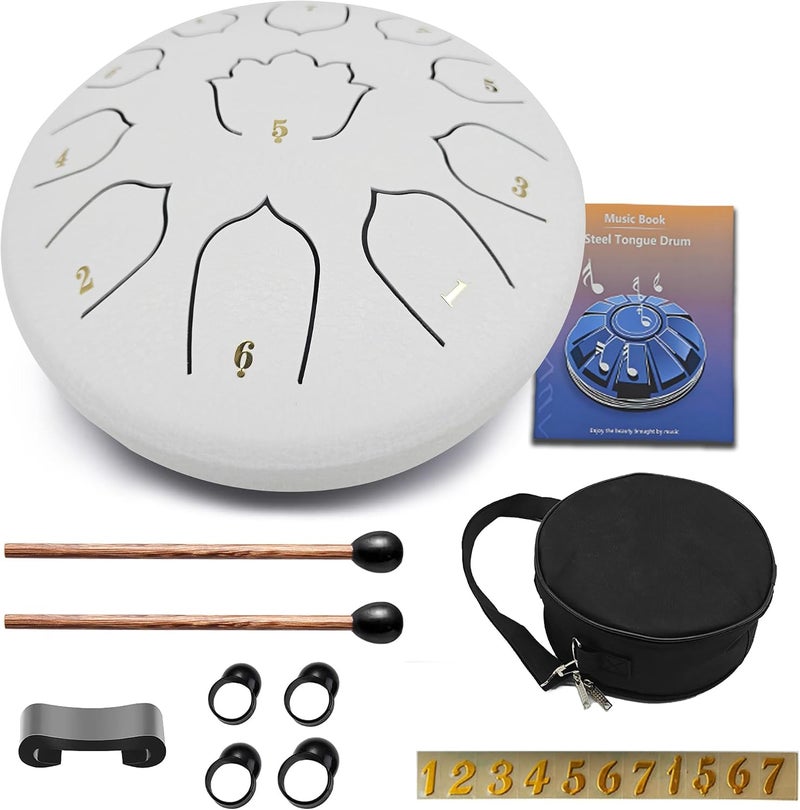 Vesyman 8.5-Inch 11-Note Steel Tongue Drum, Rain Drum for Outside and Garden, Musical Gift for Family and Friends, Great for Music Learning, Yoga and Meditation - Image 3