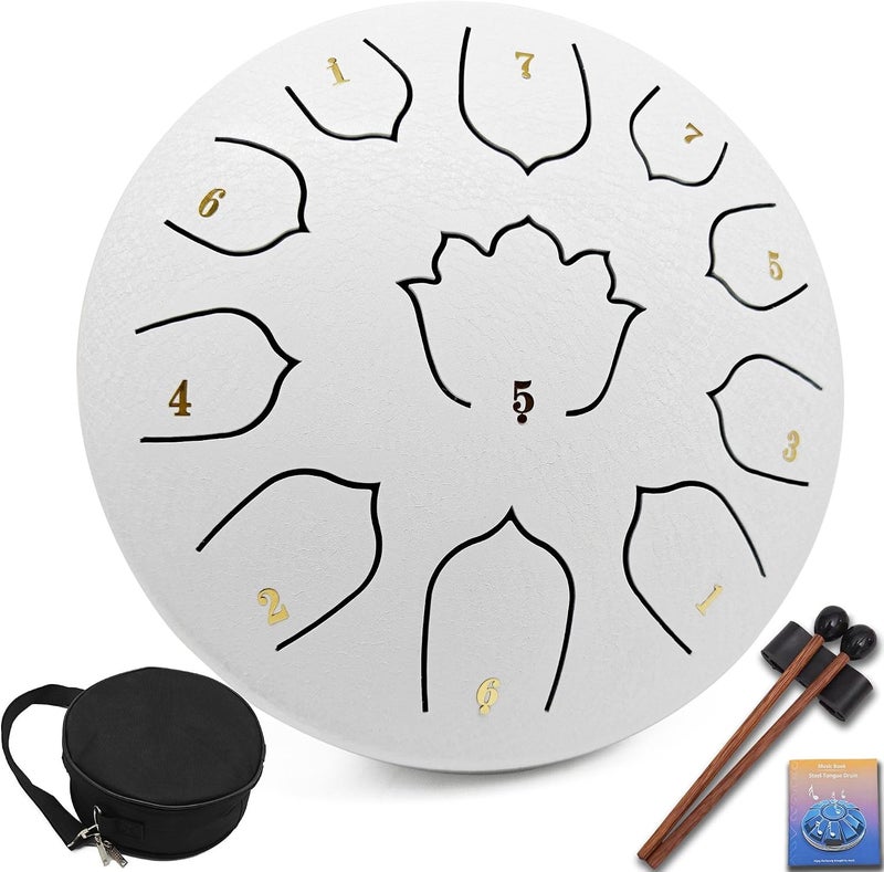 Vesyman 8.5-Inch 11-Note Steel Tongue Drum, Rain Drum for Outside and Garden, Musical Gift for Family and Friends, Great for Music Learning, Yoga and Meditation - Image 1