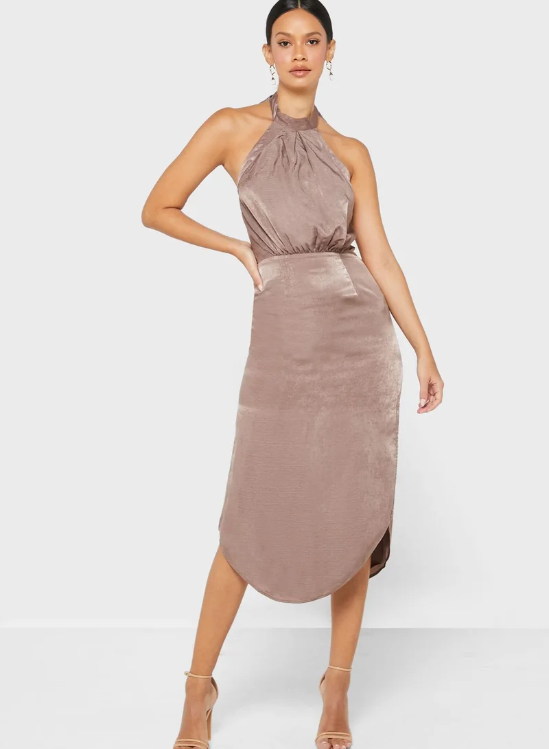 Finders Keepers Side Split Halter neck Dress