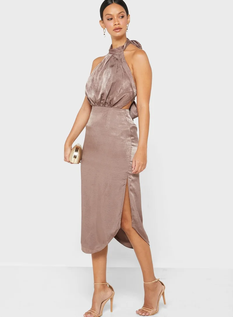 Finders Keepers Side Split Halter neck Dress