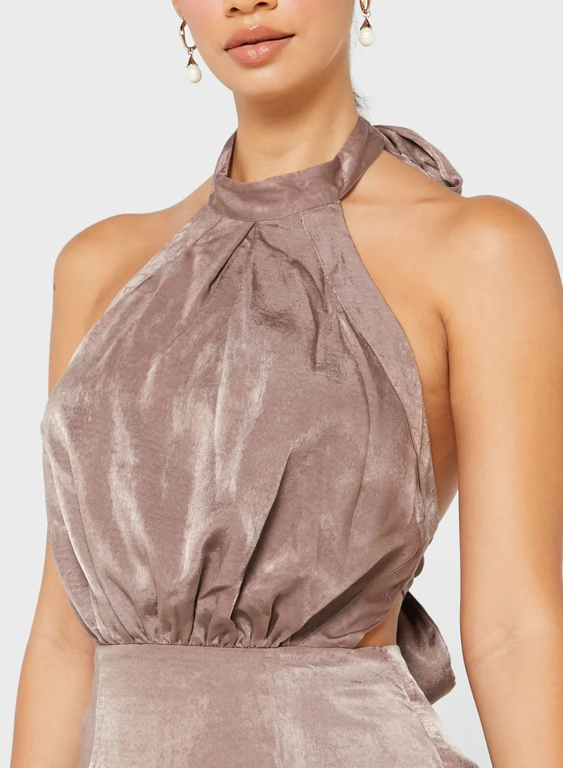 Finders Keepers Side Split Halter neck Dress