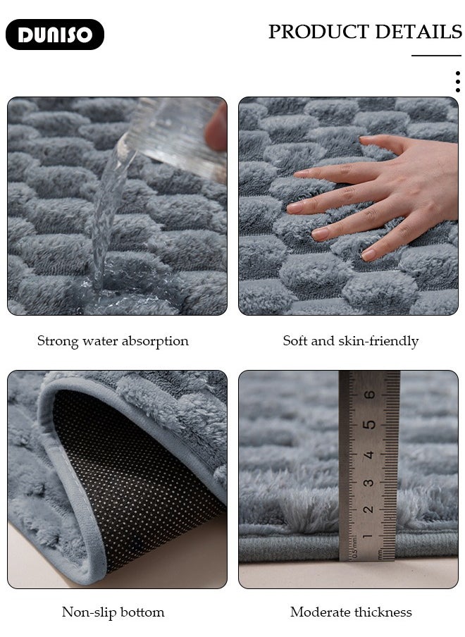 DUNISO - 3 Piece Bathroom Rug Set Includes Bath Rug, Contour Mat and Toilet Lid Cover, Super Soft Water Absorbent & Non-Slip Bath Mats for Bathroom Floor, Tub and Shower Room, Machine Washable - Image 1